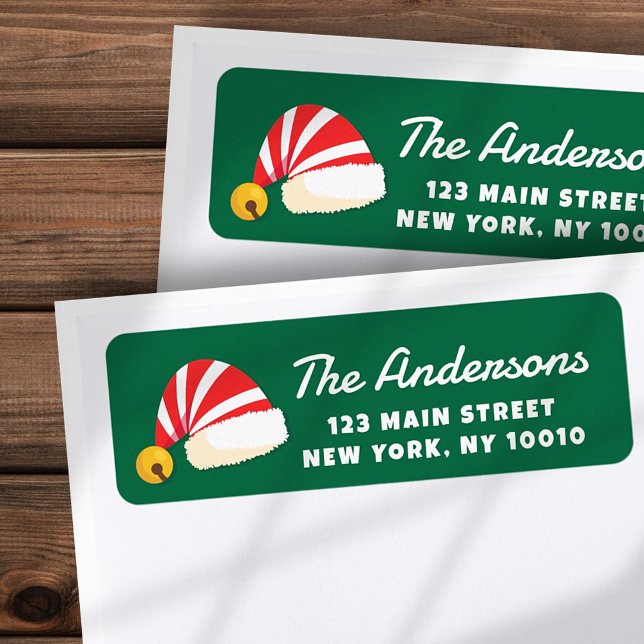 Étiquette Modern Cute Santa Hats Adresse de retour personnal (Créateur téléchargé)