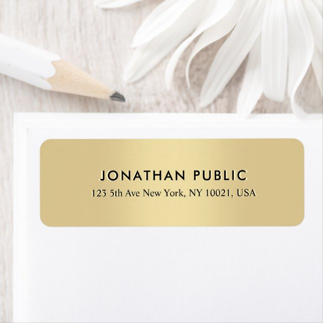 Étiquette Modern Elegant Gold Template Return Address (En situation)