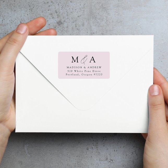 Étiquette Modern Elegant Lavender Monogramme Adresse de reto (Créateur téléchargé)
