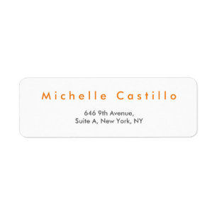 Étiquette Modern Elegant Orange White Minimalist Plain