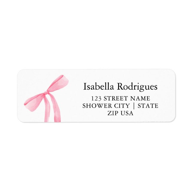 Étiquette Modern Elegant Pink Bow Return Address (Devant)