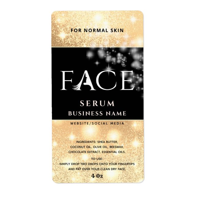 Étiquette Modern elegant  sparkle FACE serum label (Devant)