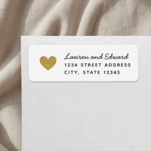 Étiquette Modern Gold Hearts Wedding Return Address