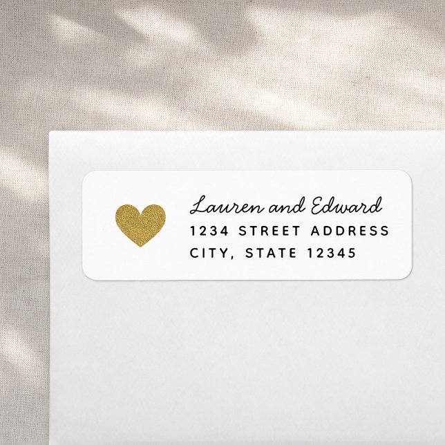 Étiquette Modern Gold Hearts Wedding Return Address (Créateur téléchargé)