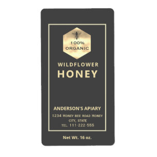 Étiquette Modern gold honey bee honey jar