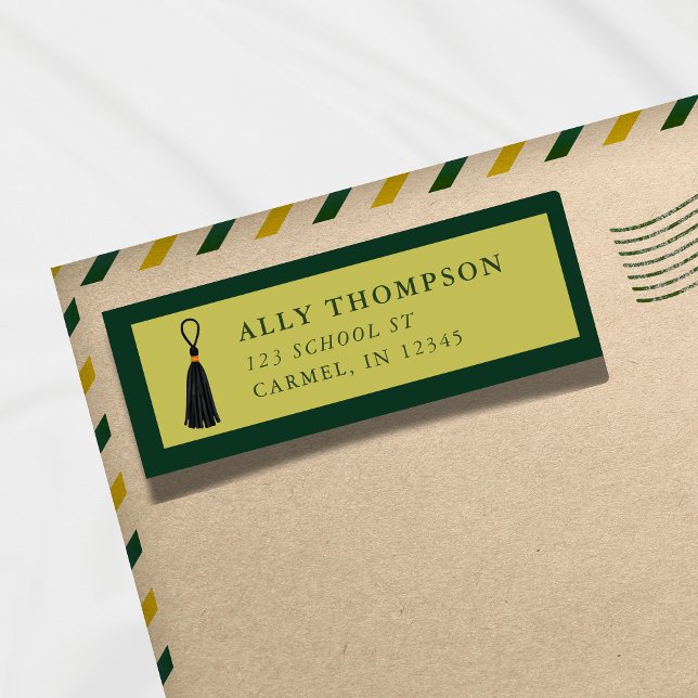 Étiquette Modern Green Graduation Cap Tassel  (Modern Green Graduation Cap Tassel Label)