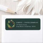 Étiquette modern green watercolor wreath modern holiday<br><div class="desc">Modern watercolor botanical joy chic red,  green,  black and burgundy elegant corporate photo holiday address labels. Modern rustic beautiful watercolour painted foliage classy elegant design. Part of a collection.</div>