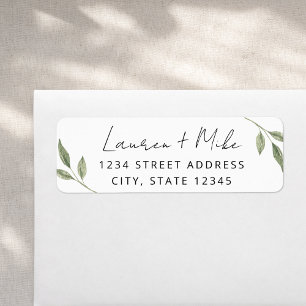 Étiquette Modern Greenery Wedding Return Address Labels
