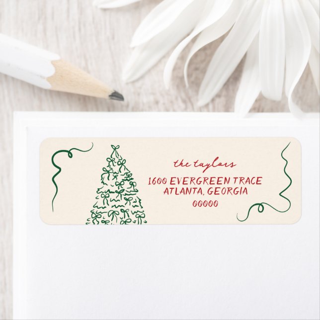 Étiquette Modern Hand Drawn Holiday Return Address Label (En situation)