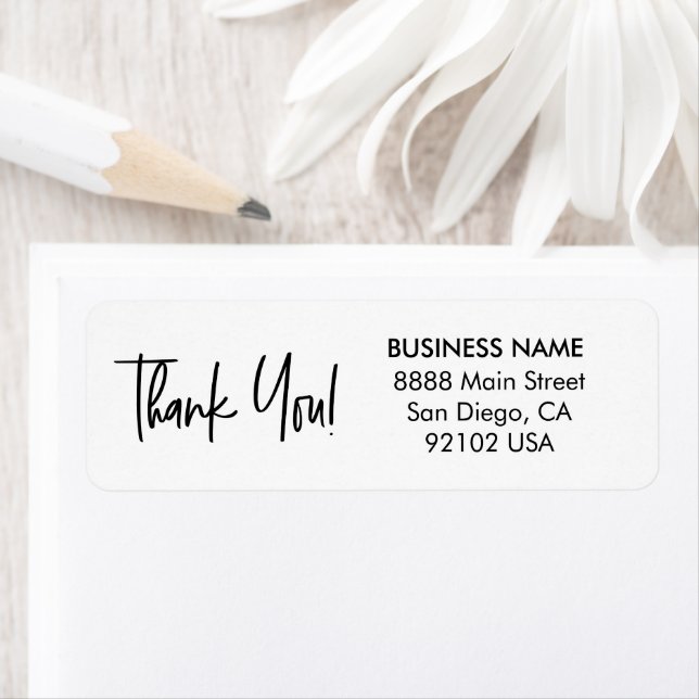Étiquette Modern Handlettering thank you business address  (En situation)