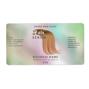 Étiquette Modern holographic elegant hair serum label