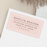 Étiquette Modern minimal blush pink return address<br><div class="desc">Elegant,  blush pink or any color return address labels with your name and return address in a modern sans-serif font and a thin white border. You can change the background,  border and font colos to any custom color with the customization tool.</div>