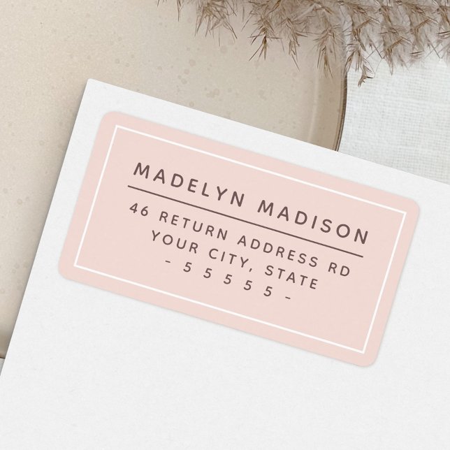 Étiquette Modern minimal blush pink return address (Créateur téléchargé)