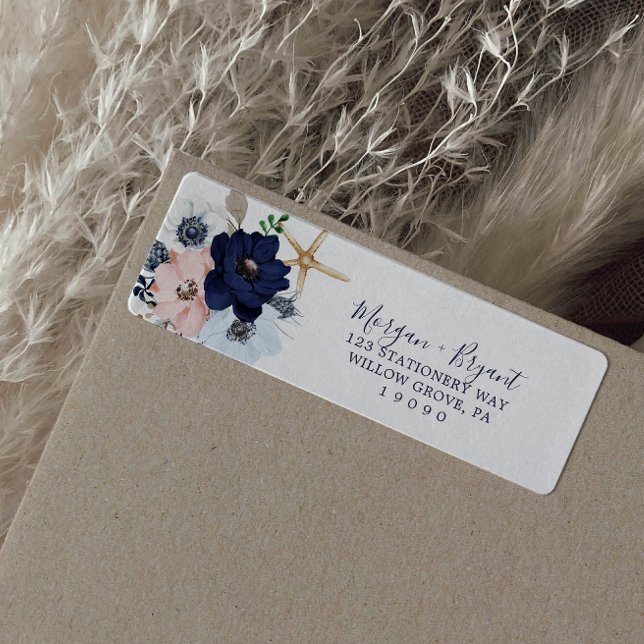 Étiquette Modern Nautical | Floral Return Address Label (Créateur téléchargé)
