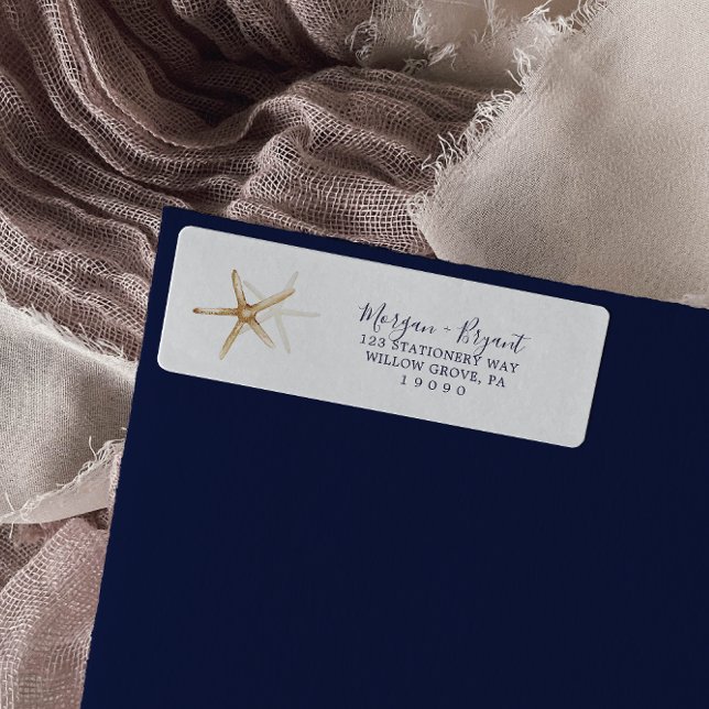 Étiquette Modern Nautical | Starfish Return Address Label (Créateur téléchargé)