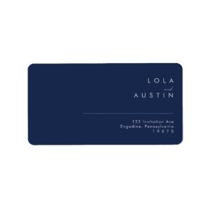 Étiquette Modern Navy Blue Silver Wedding Adresse RSVP