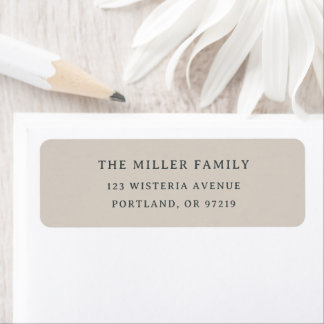 Étiquette Modern Neutral Elegant Family Name Return Address