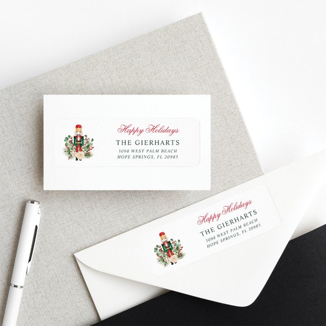 Étiquette Modern Nutcracker Happy Holidays Return Adresse (Christmas Nutcracker Family Return Address Label)