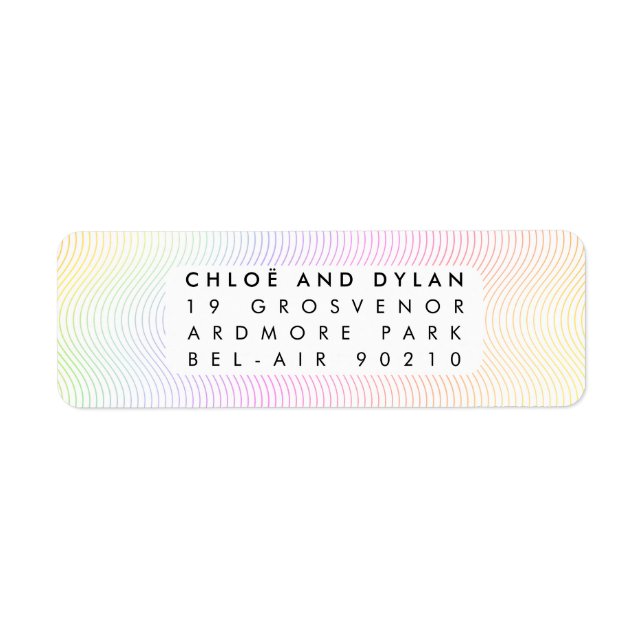 Étiquette Modern Pastel Wavy Guilloché Adresse de retour (Devant)