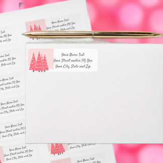 Étiquette Modern Pink Christmas Trees