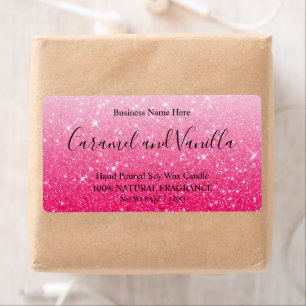 Étiquette Modern Pink Glitter Candles Label