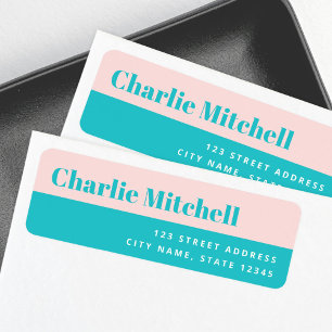 Étiquette Modern pink turquoise pastel retro return address