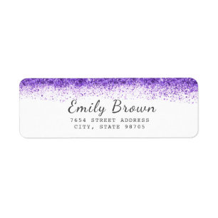 Étiquette Modern Purple Faux Glitter Return Address Label
