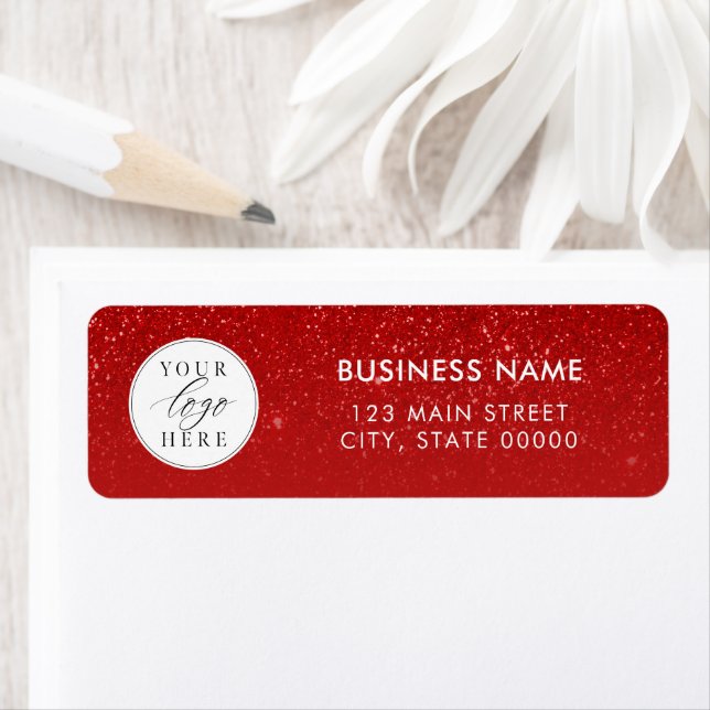 Étiquette Modern Red Business Logo Christmas Return Address (En situation)