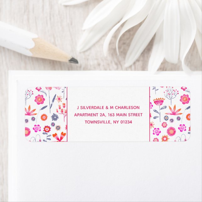 Étiquette Modern Rose Flower Garden Boho Adresse de retour (En situation)
