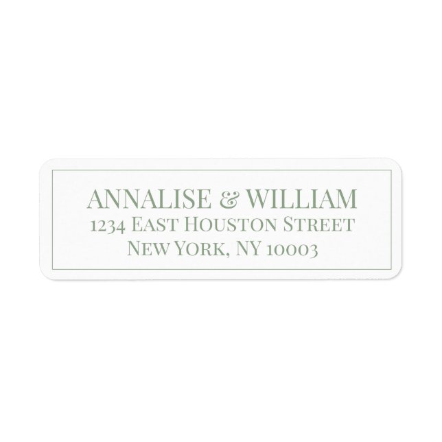 Étiquette Modern Sage Green et White Mariage Adresse de reto (Devant)