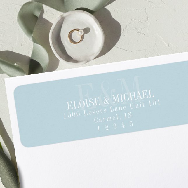 Étiquette Modern Script Blue Citrus Monogram Wedding (Modern Script Blue Citrus Monogram Wedding Label)