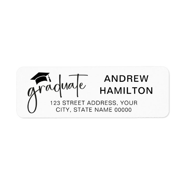 Étiquette Modern Script Graduate Graduate Diplôme Adresse ch (Devant)