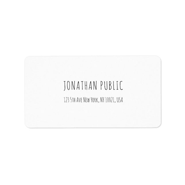 Étiquette Modern Simple Elegant White Professional Plain (Devant)