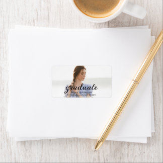 Étiquette Modern Simple Graduation Photo Address Label