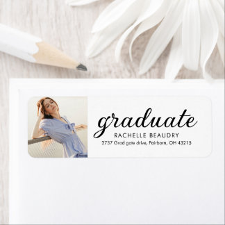 Étiquette Modern Simple Graduation Photo Address Label