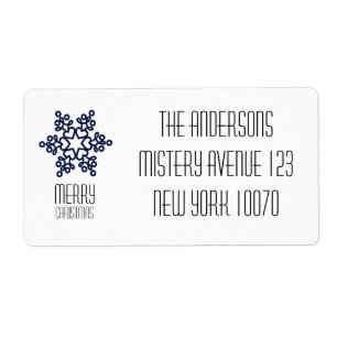 Étiquette Modern Snowflake Merry Christmas Blue