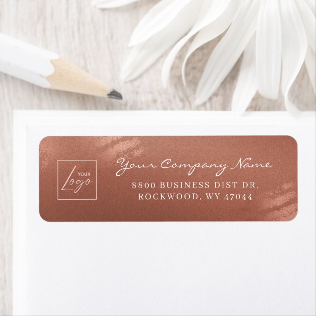 Étiquette Modern Stylish Bronze Business Logo Return Address (En situation)