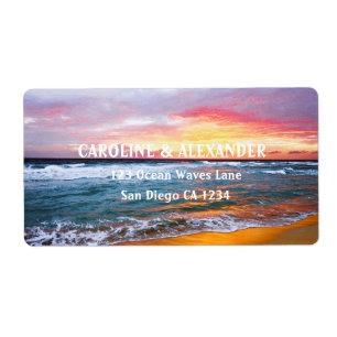Étiquette Modern Sunset Ocean Tropical Beach Wedding