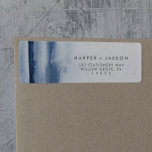 Étiquette Modern Watercolor | Blue Return Address Label<br><div class="desc">These modern watercolor blue return address labels are perfect for a stylish contemporary wedding. The minimalist, classic and elegant design collection features simple water color paint brush strokes in pretty jewel tones. These labels can be used for a wedding, bridal shower, special event or any time you need a personal...</div>
