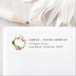 Étiquette modern watercolor wreath modern holiday label<br><div class="desc">Modern watercolor botanical joy chic elegant corporate photo holiday address labels. Modern rustic beautiful watercolour painted foliage classy elegant design. Part of a collection.</div>
