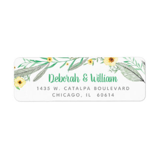 Étiquette Modern Wedding Floral Flower Green Leaf Wreath