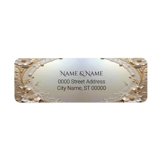 Étiquette Modern White Flowers Pearls Return Address Label (Devant)