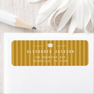 Étiquette Modern Yellow Stripes Graduation Return Address