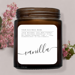 Étiquette moderne à bougie de soja blanc