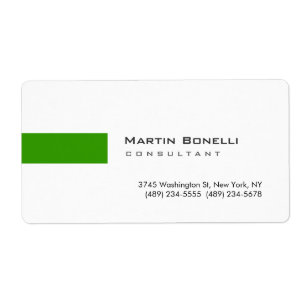 Étiquette Moderne Blanc Vert Simple Consultant
