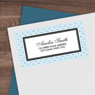 Étiquette Moderne bleu avec Classic Black Polka Adresse numé