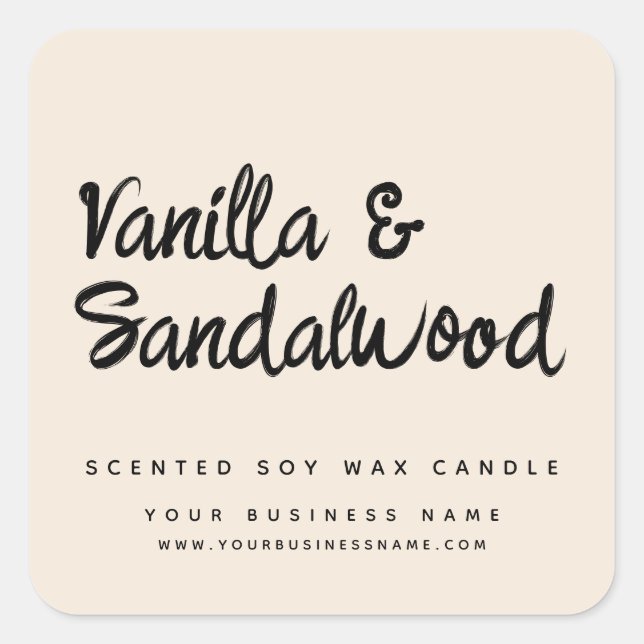 Étiquette moderne chandelle de soja beige (Devant)