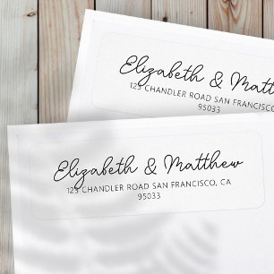 Étiquette Moderne Chic Minimaliste Mariage Adresse de retour
