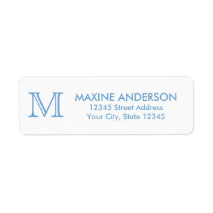 Étiquette Moderne classique élégant chic Dusty bleu monogram
