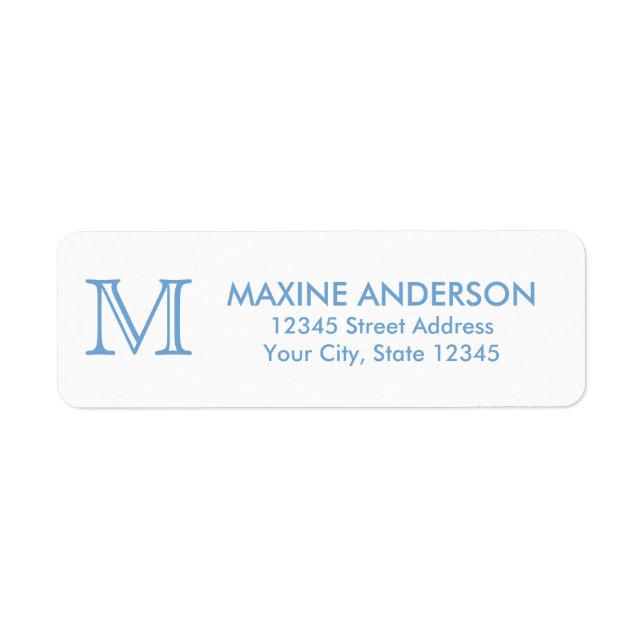 Étiquette Moderne classique élégant chic Dusty bleu monogram (Devant)